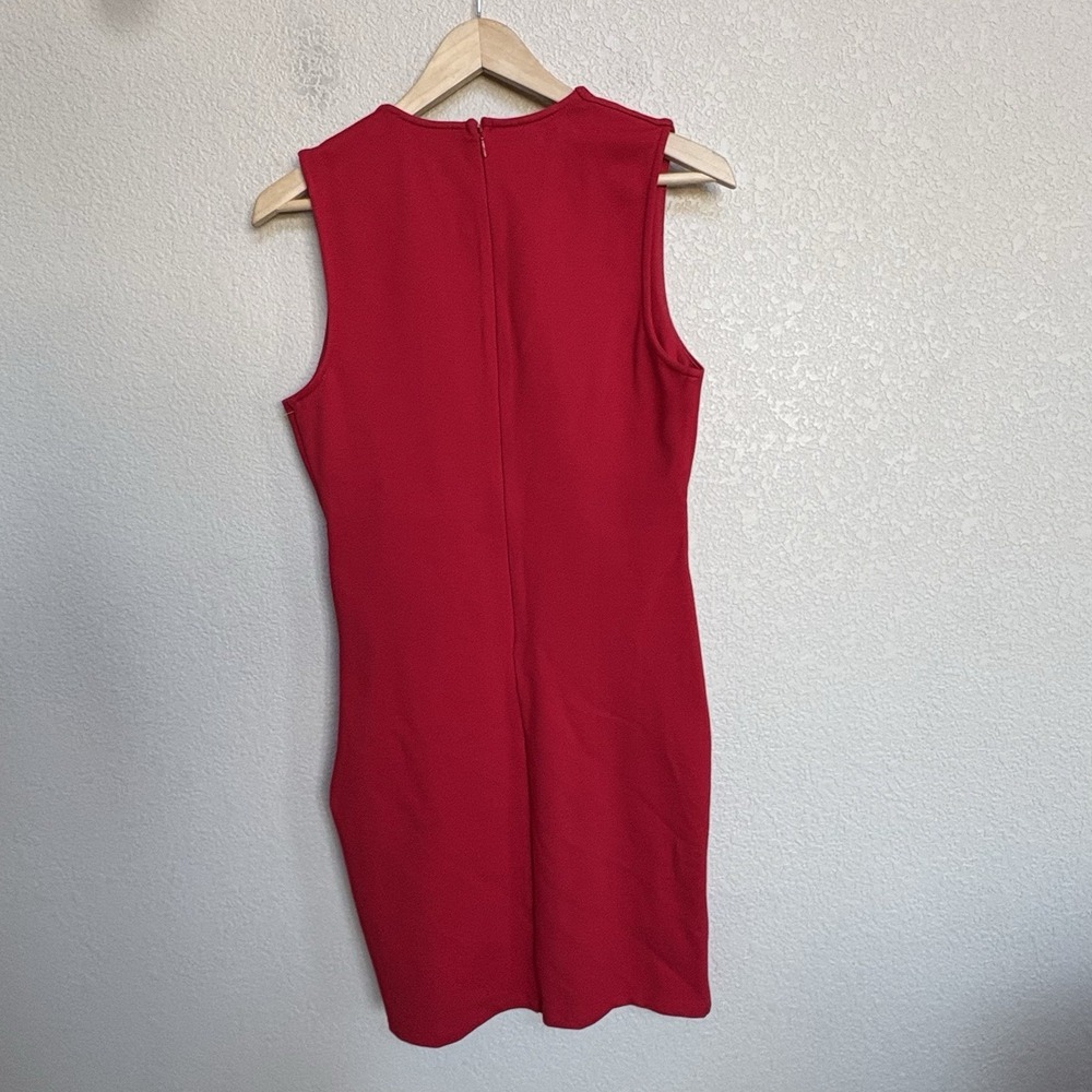 Lulus Cocktail Hour Red Wrap Bodycon Dress Ruched Size Medium Party Bold - Picture 4 of 9